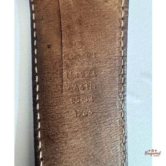 Auth Gucci Black Guccissima Leather Silver Interlocking G Buckle Belt 85/34 - Picture 11 of 13